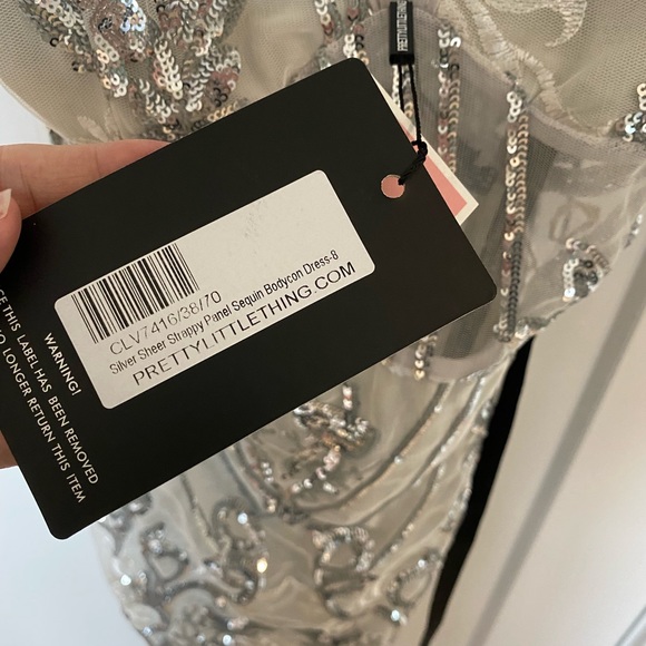 Sequinned silver mini dress, new with tags, size 4 - Picture 4 of 4